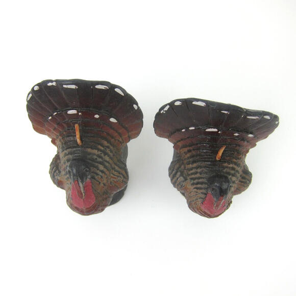 Vintage Gurley Thanksgiving Turkey Candles Set of 2 Fall Autumn Table Decor - Picture 15 of 16
